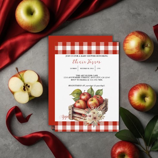 Invitation Pomme de mon oeil Baby shower Red Orchard