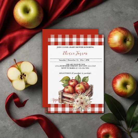 Invitation Pomme de mon oeil Baby shower Red Orchard