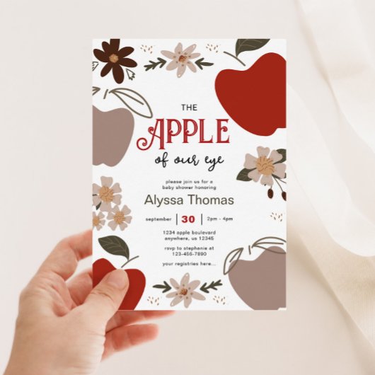 Invitation Pomme de nos yeux Apple Baby shower à thème
