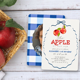 Invitation Pomme de nos Yeux Garçon Anniversaire Ruban Bleu