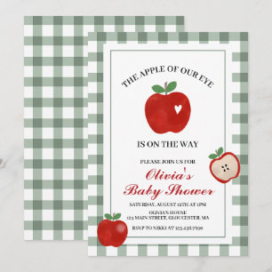 Invitation Pomme de nos yeux rouge gingham Baby Shower