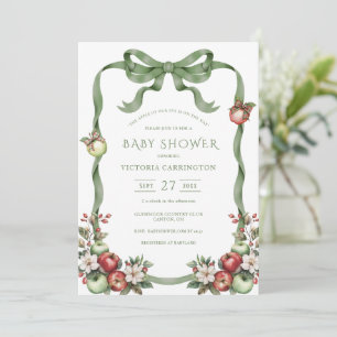 Invitation Pomme de Nos Yeux Vert Aquarelle Élégant Bébé