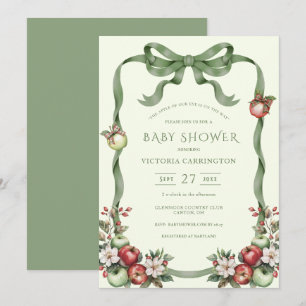 Invitation Pomme de Nos Yeux Vert Aquarelle Élégant Bébé