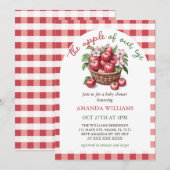 Invitation Pomme de notre Baby shower floral oeil (Devant / Derrière)