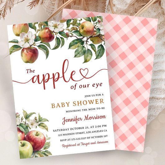 Invitation Pomme de notre Baby shower oculaire Chute Neutre S
