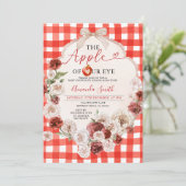 Invitation Pomme de Notre Baby shower Oeil En vichy Bow Rouge (Debout devant)