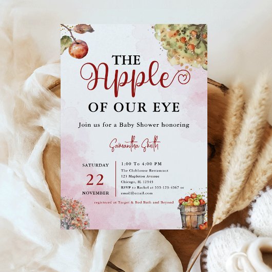 Invitation Pomme de notre oeil aquarelle chute Baby shower Ap
