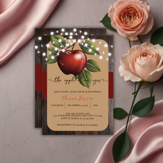 Invitation Pomme de notre oeil Baby shower d'automne rustique