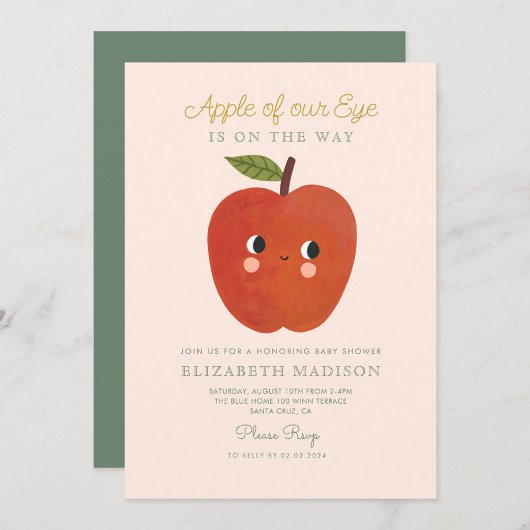 Invitation Pomme de notre oeil mignon Baby shower Apple Invit