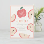 Invitation Pomme de notre oeil rose fille 1er anniversaire (Debout devant)