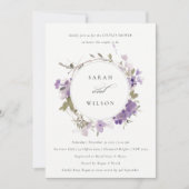 Invitation Pomme de terre rustique Lilac Floral Wreath Couple (Devant)