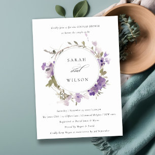 Invitation Pomme de terre rustique Lilac Floral Wreath Couple
