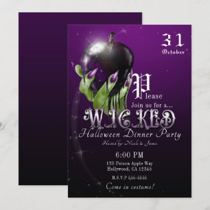 Invitation Pomme empoisonnée Sorcière méchante Violette Fête 