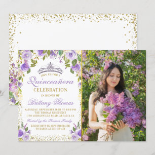 Invitation Pomme florale étincelle or Quinceanera Photo