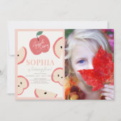 Invitation Pomme Picking Party rose fille Anniversaire Photo (Devant)