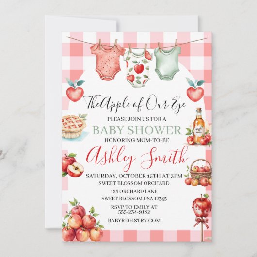 Invitation Pomme rouge tomber de mon Baby shower oculaire (Devant)