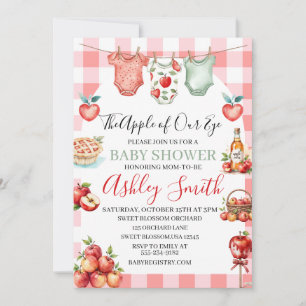 Invitation Pomme rouge tomber de mon Baby shower oculaire