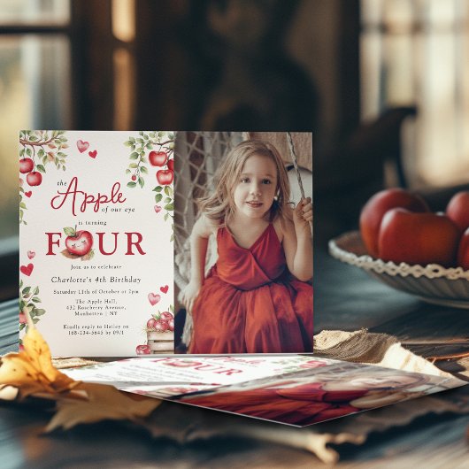 Invitation Pomme Sucrée De Nos Yeux |  Photo 4e Anniversaire