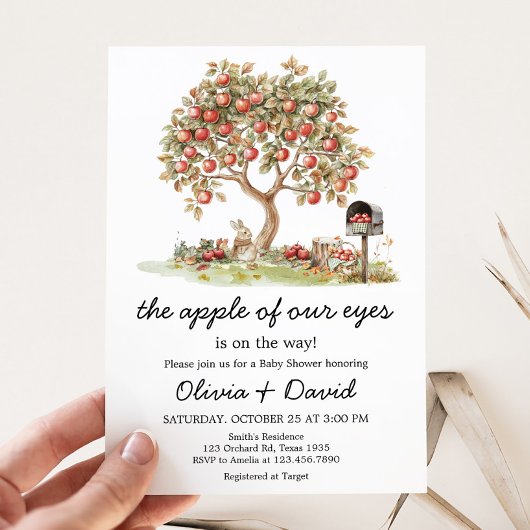 Invitation Pomme tombée de nos yeux Baby shower