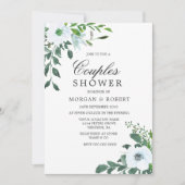 Invitation Pomme verte moderne Blanc Floral Couples Douche (Devant)