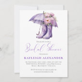 Invitation Pommes de pluie de parapluie violet Floral rose Br (Devant)