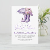 Invitation Pommes de pluie de parapluie violet Floral rose Br (Debout devant)