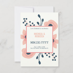 Invitation Pommes et fleurs bleues mariage rustique