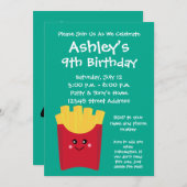 Invitation Pommes frites mignonnes de Kawaii avec le nom fait (Devant / Derrière)