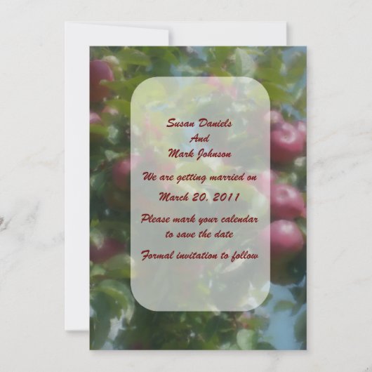 Invitation Pommes Rouges Sur Mariage Arbre Enregistrer La Dat (Devant)