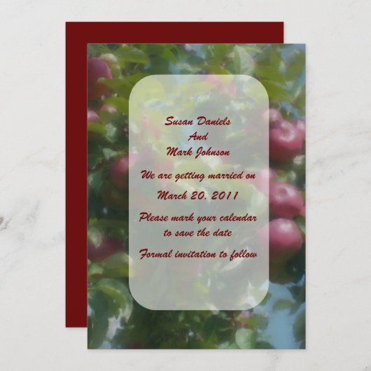 Invitation Pommes Rouges Sur Mariage Arbre Enregistrer La Dat (Devant / Derrière)