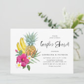 Invitation Pommes tropicales et Hibiscus Couples Douche (Debout devant)