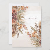 Invitation pompas à fleurs herbe boho nuptiale (Dos)