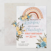 Invitation Pompas Moderne Grass Retro Rainbow Boho Anniversai (Devant / Derrière)