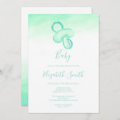 Invitation Pompe à eau verte bébé bébé bébé douche bébé (Devant / Derrière)