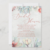 Invitation Pompe Rustique Sage Peach Succulent Boho Douche nu (Devant)