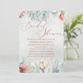 Invitation Pompe Rustique Sage Peach Succulent Boho Douche nu (Debout devant)