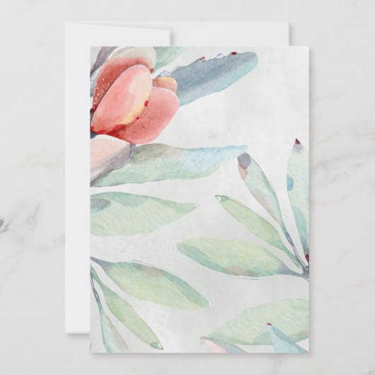 Invitation Pompe Rustique Sage Peach Succulent Boho Douche nu (Dos)