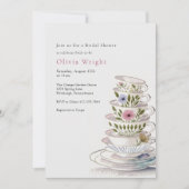 Invitation Pompes à thé florales Douche à thé nuptiale (Devant)