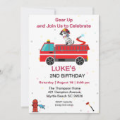 Invitation Pompier Camion Enfants 2e fête d'anniversaire (Devant)