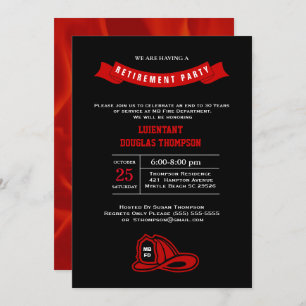 Invitation Pompier Chalkboard Flamme Partie de retrait