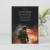 Invitation Pompier dans Fumer American Drapeau Graduation (Debout devant)