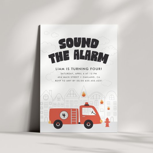 Invitation Pompier de camion Boys' Moteur de pompier fête d'a