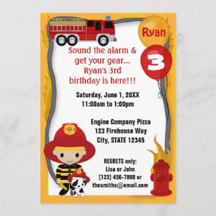 Invitation Pompier de camion pompier Anniversaire de Dalmatie