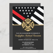 Invitation Pompier Diplôme de la Ligne Rouge Flag Flaman (Devant / Derrière)