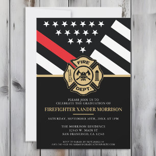 Invitation Pompier Diplôme de la Ligne Rouge Flag Flaman