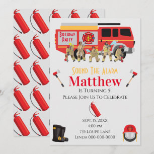 Invitation Pompier Enfant Fête d'anniversaire Conception du t