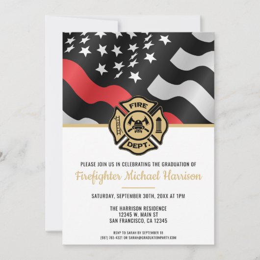 Invitation Pompier Fire Academy Fête de graduation de pompier (Devant)