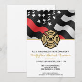Invitation Pompier Fire Academy Fête de graduation de pompier (Devant / Derrière)
