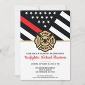 Invitation Pompier Fire Academy Red Line Drapeau Graduation (Devant)