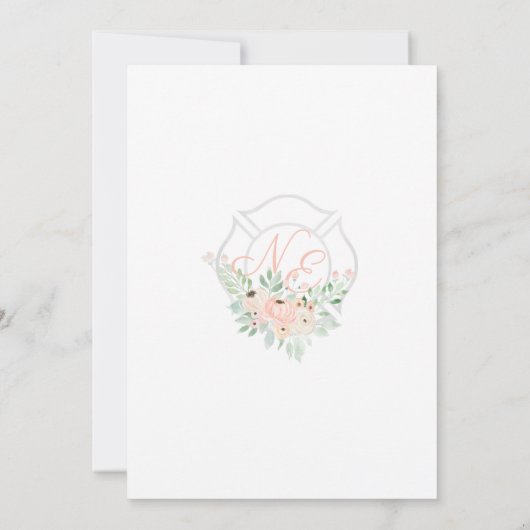Invitation Pompier Floral Monogram Blush (Dos)